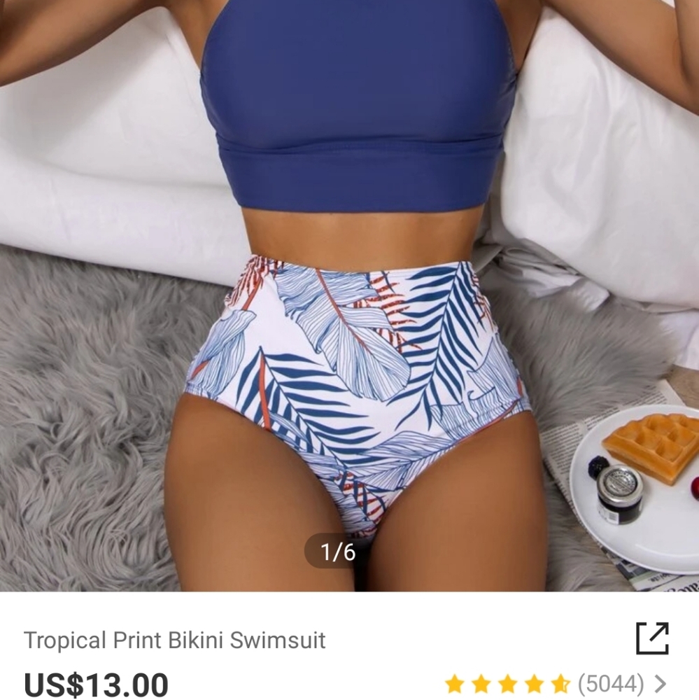 Tropical Print Bikini Swimsuit